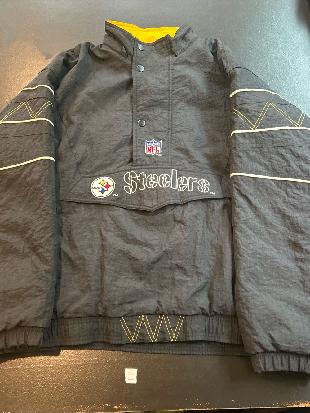 STARTER Pittsburgh Steelers Black Jacket with Yellow Trim